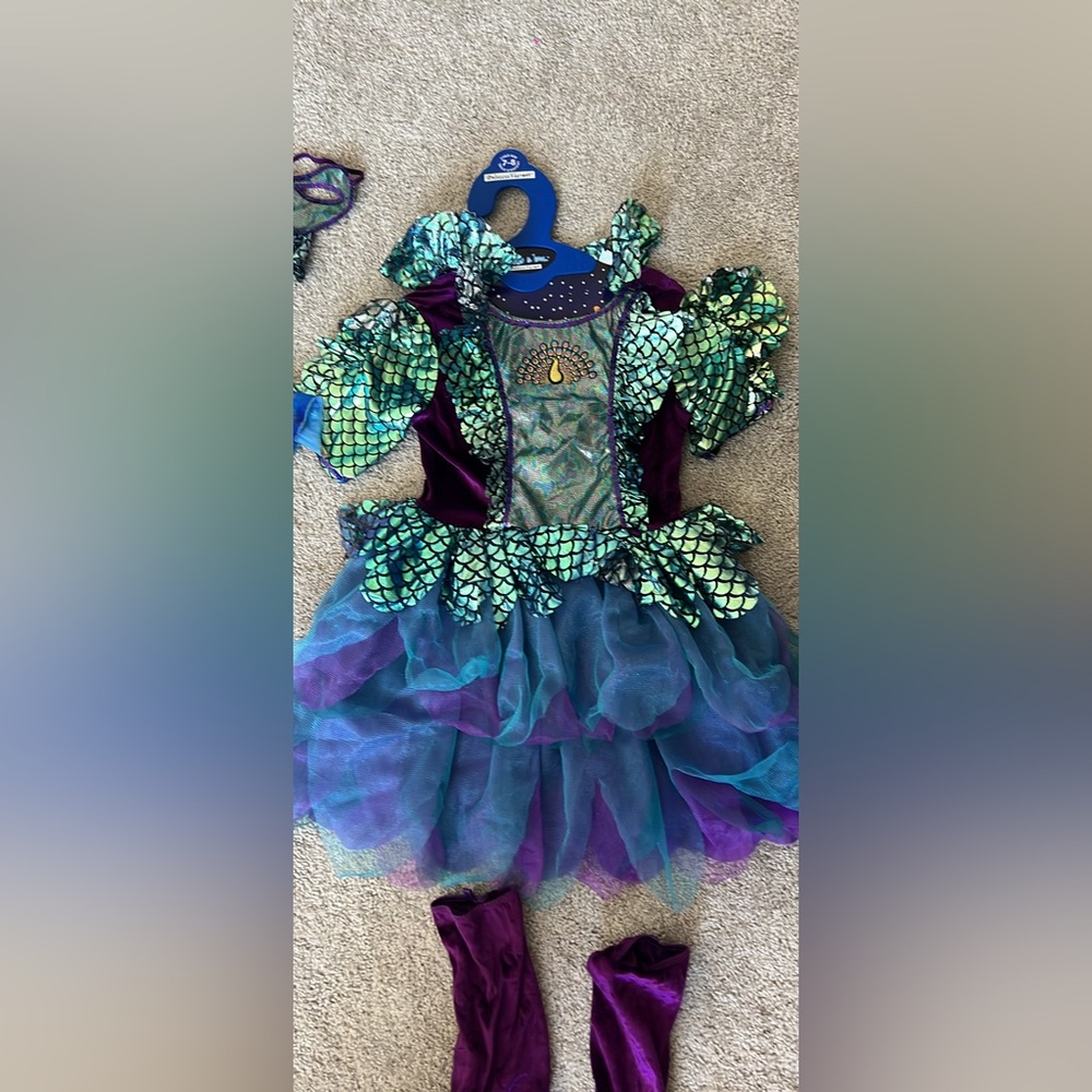 Halloween costume peacock dress for girl used like new